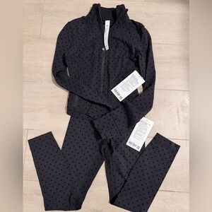 NWT BUNDLE Lulu Flocked Polka Dot Size 2 CROPPED Define Jacket and Align 25 Pant